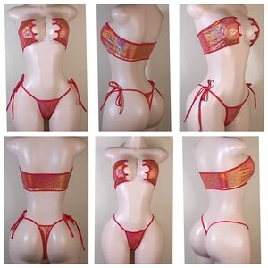 Red Holographic Custom Bikini Set